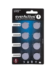 8 Batterie Tampone Al Litio CR 2016 2025 2032 Everactive 3V 2