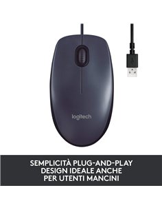 Mouse USB Logitech B100 3 Pulsanti Nero 1,8 Metri 2