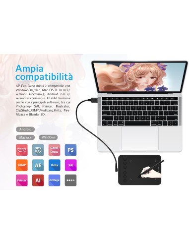 XP-Pen Deco Mini 4 Tavoletta Grafica (4" x 3")...