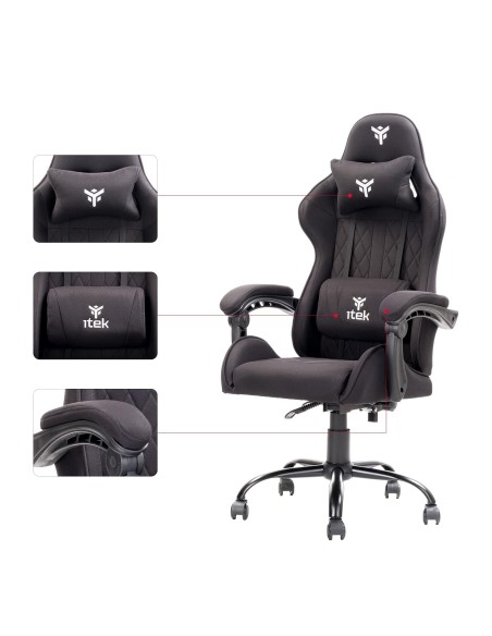ITEK RHOMBUS FF10 Sedia Poltrona Da Gaming Ergonomica Schienale Reclinabile Nero