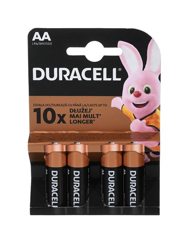 4 Batterie AA Stilo Duracell Alkaline LR6 1.5V