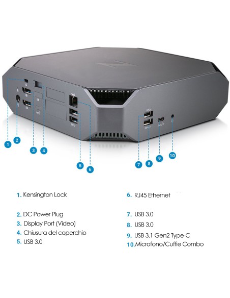 HP Z2 Mini G4 PC Computer Intel i5-8500 Ram 16GB DDR4 SSD 512GB Freedos (Ricondizionato Grado A)
