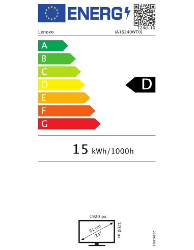 Monitor 24" 16:10 Lenovo T24D-10 Full HD IPS...