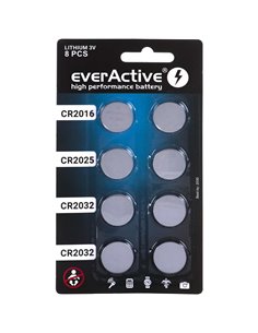 8 Batterie Tampone Al Litio CR 2016 2025 2032 Everactive 3V