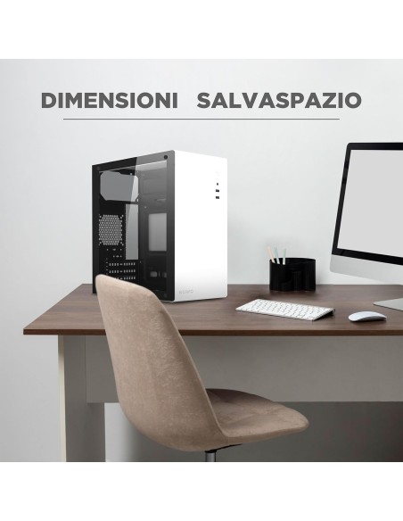 Nuwo Eguera A113 Case Micro ATX Bianco con Pannello in Vetro