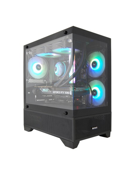PC Computer Gaming Assemblato Intel i5-12400F Ram 32GB SSD 1TB RTX 5060 8GB GDDR7 Nero A-RGB Dissipazione a Liquido