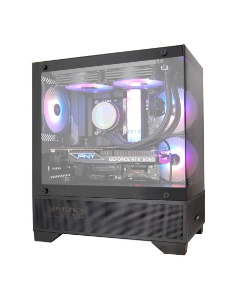 PC Computer Gaming Assemblato Intel i5-12400F Ram 32GB SSD 1TB RTX 5060 8GB GDDR7 Nero A-RGB Dissipazione a Liquido