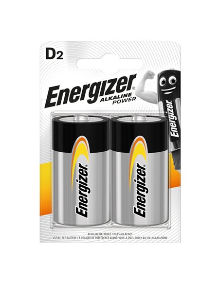 2 Batterie Tipo D Torcia Energizer LR20 1.5V